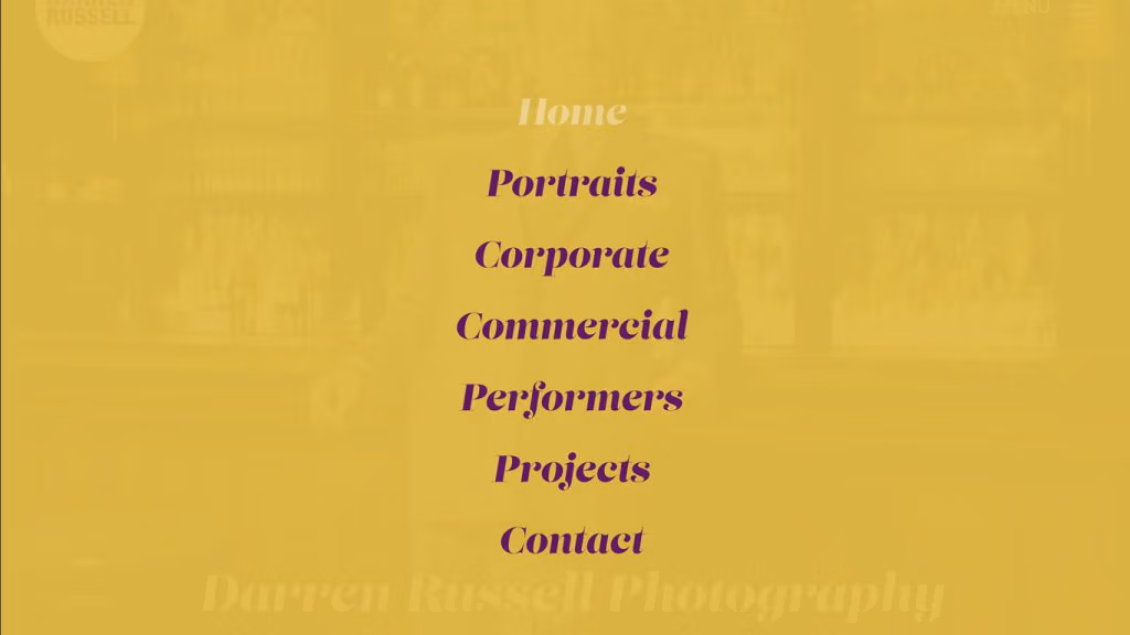 Darren Russell website navigation