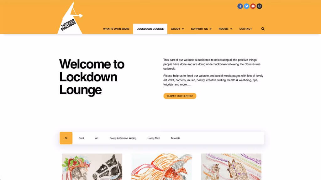 Southern Maltings website lockdown lounge