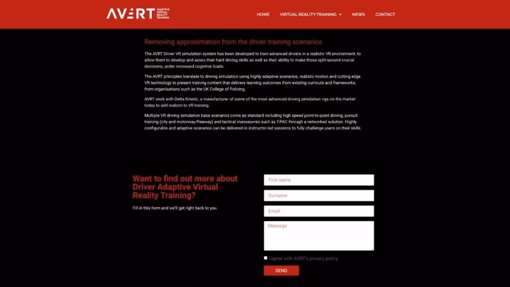 Adaptive Virtual Reality Training - Contact Form