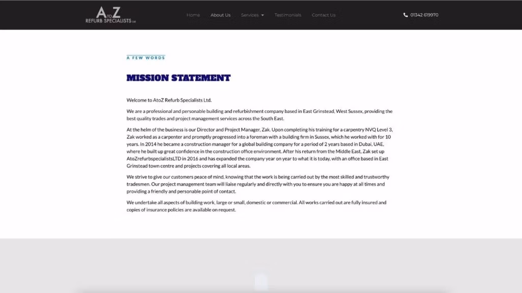 AtoZ Refurb Specialists - About Us