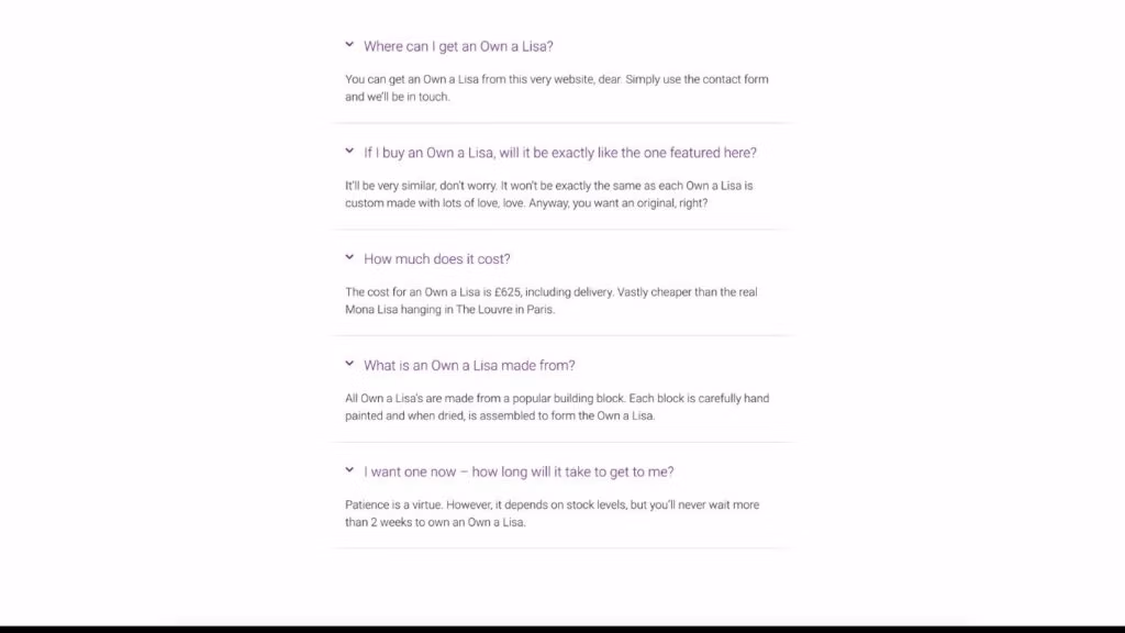 Own A Lisa - FAQ's