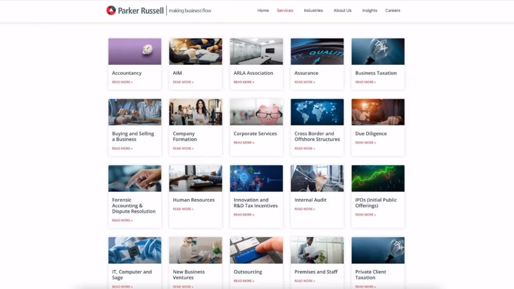 Parker Russell Website - Services