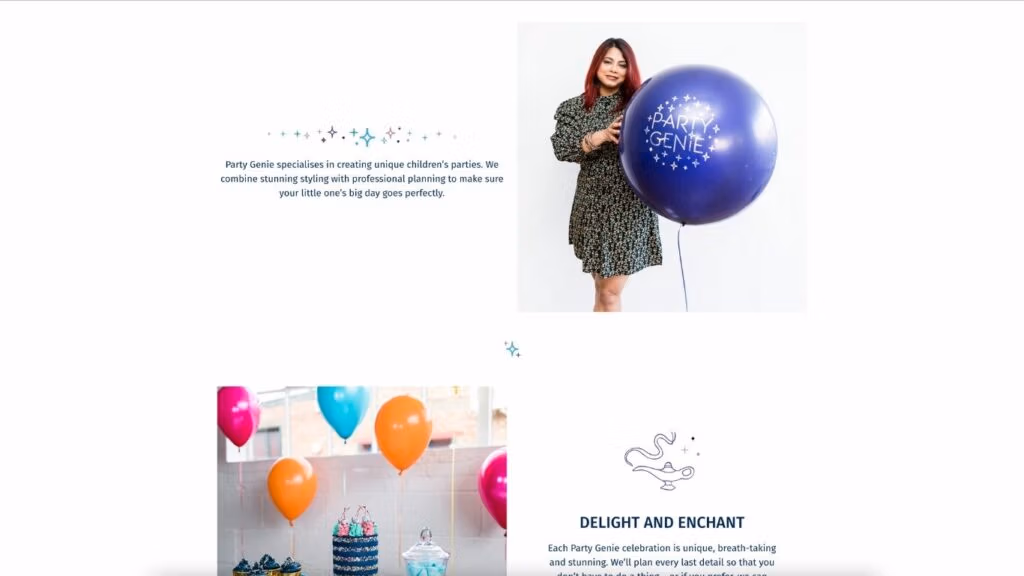 Party Genie Website - Information