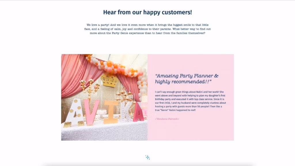 Party Genie Website - About Us