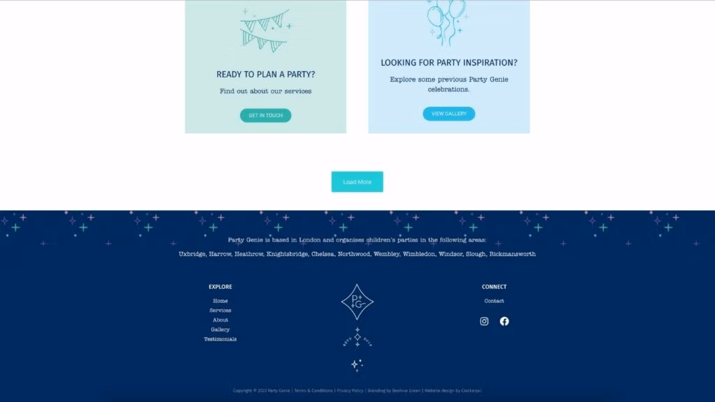 Party Genie Website - Footer