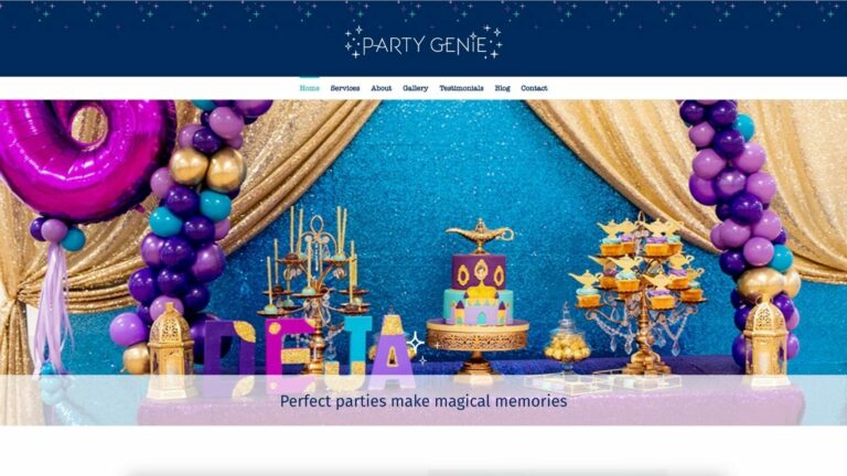 Party Genie Website - Home page