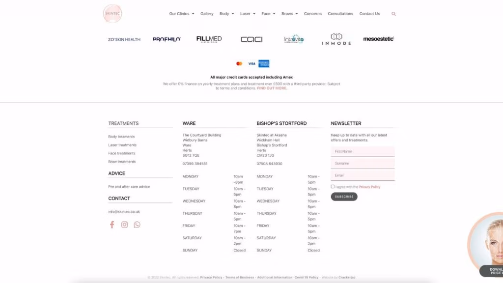 Skintec - Footer